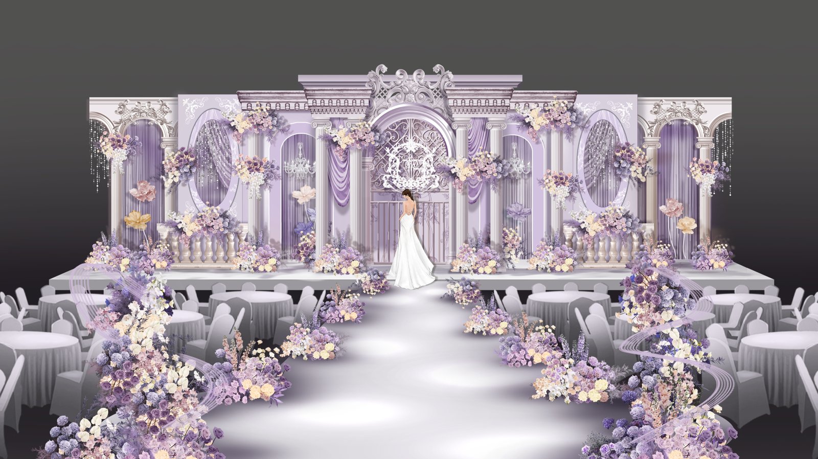 Layered wedding backdrop direction